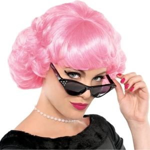 Pink Lady Wig, Pink Short Curly, Frenchy from Grease, Synthetic, OS